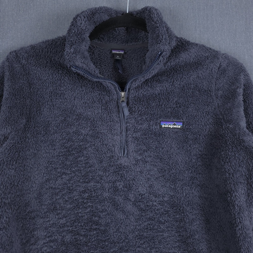 Patagonia Los Gatos 1/4 Zip Womens XL Smolder Blue Sherpa Fuzzy Fleece Pullover
